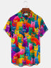 Alohadaddy Men's Cartoon Cat Print Button Pocket Shirt