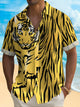 Alohadaddy Men's Tiger Stripe Print Button Pocket Shirt