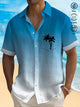 Alohadaddy Men's Gradient Coconut Tree Print Button Pocket Shirt