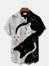 Camisa casual para hombre con lindo gato blanco y negro de Alohadaddy, camisas con bolsillos con botones y dibujos animados divertidos de animales hawaianos