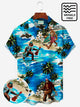 Camisas hawaianas para hombre de Alohadaddy Beach Vacation Blue Bigfoot Camisas con bolsillos de seersucker antiarrugas para campamento Aloha