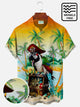 Alohadaddy Holiday Beach Orange Men's Hawaiian Shirts Parrot Coconut Wrinkle Free Seersucker Easy Care Aloha Pocket Camp Shirts