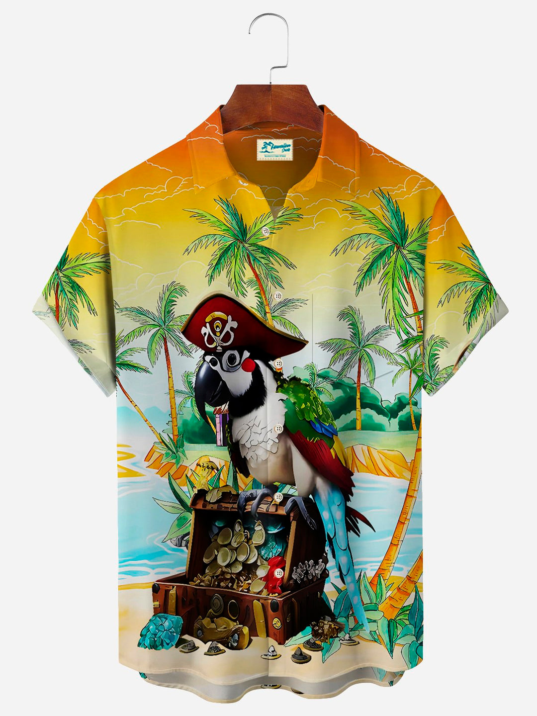 Camisas hawaianas para hombre de color naranja Alohadaddy Holiday Beach, de seersucker antiarrugas, de fácil cuidado y con bolsillos Aloha para campamento