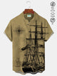 Alohadaddy Vintage Mid-Century Khaki Men's Camp Shirts Nautical Sailing Breathable Easy Care Shirts