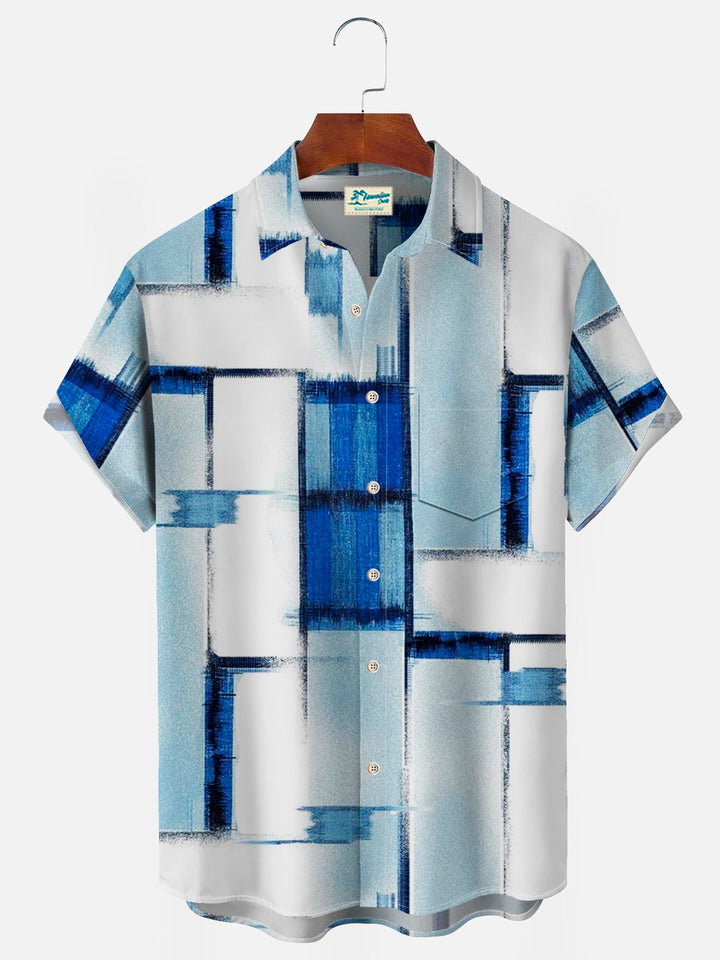 Alohadaddy 50’s Retro Mid-Century Geometric Art Blue Men&