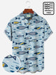 Alohadaddy Holiday Beach Blue Men's Hawaiian Shirts Ocean Fish Animal Art Stretch Wrinkle Free Seersucker Pocket Shirt Big Tall