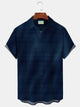Alohadaddy 50's Retro Psychedelic Polka Dot Blue Men's Shirt Gradient Art Pocket Camp Shirt Big Tall