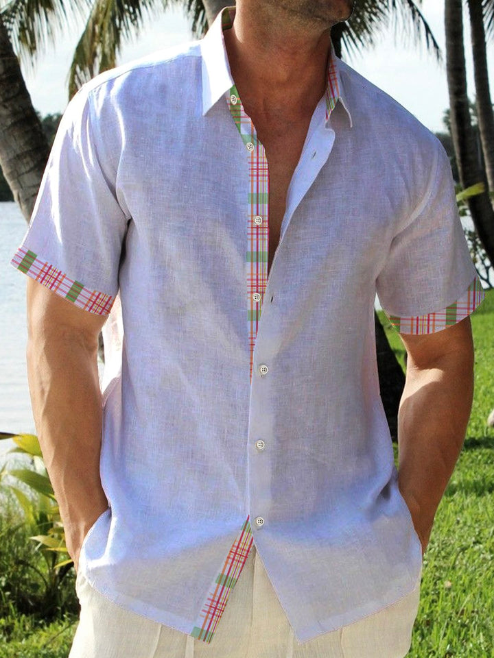 Chemise hawaïenne boutonnée à manches courtes et revers pour homme Alohadaddy Basics à imprimé écossais