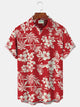 Alohadaddy Hawaiian Floral Botanical Print Men's Button Pocket Short Sleeve Shirt