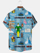 Alohadaddy Halloween Cartoon Fun Print Men's Button Pocket Short Sleeve Shirt