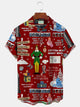 Alohadaddy Halloween Cartoon Fun Print Men's Button Pocket Short Sleeve Shirt