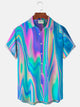 Alohadaddy Gradient Color Chest Pocket Short Sleeve Casual Shirt