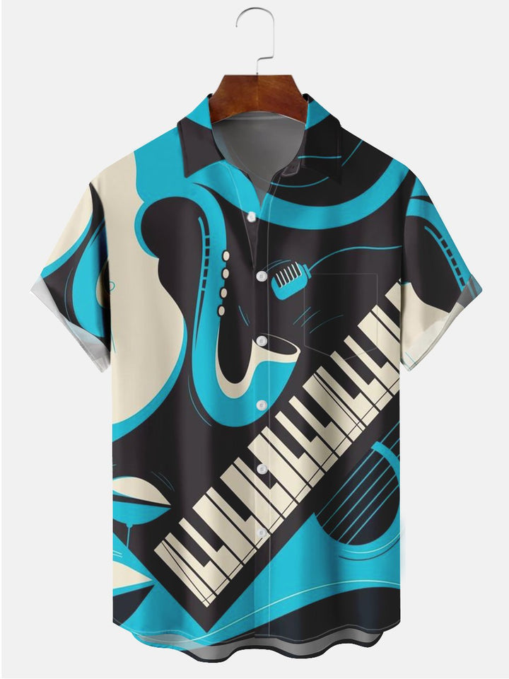 Alohadaddy Music Instrument Illustration Casual Plus Size Shirts