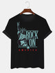 Alohadaddy Rock Letters Statue Of Liberty Printed Casual Short Sleeve T-Shirts