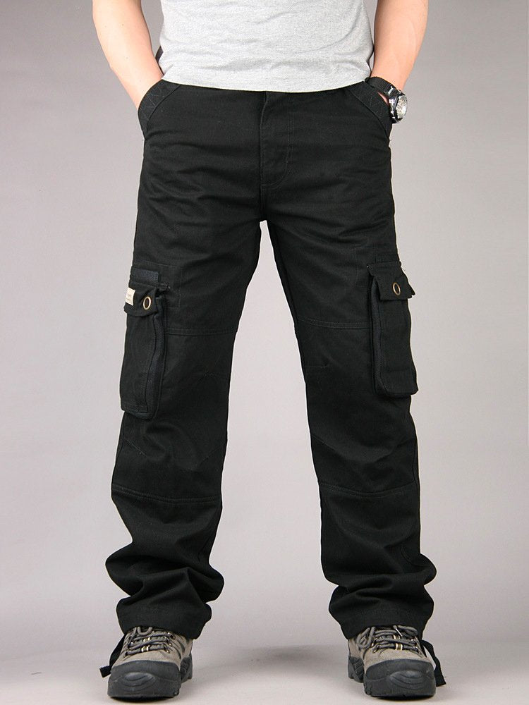 Pantalones cargo de algodón para hombre, holgados, con múltiples bolsillos, para uso informal, tallas grandes y altas, para senderismo