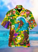 Alohadaddy Camp Collar Bigfoot Surf Print Beach Men's Hawaiian Big&Tall Shirt With Pocket