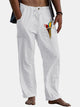 Alohadaddy Parrot Print Hawaiian Men's Breathable Loose Casual Solid Color Basic Plus Size Pants