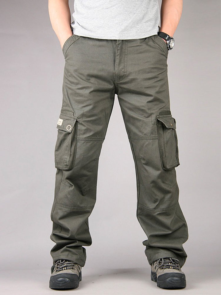Pantalones cargo de algodón para hombre, holgados, con múltiples bolsillos, para uso informal, tallas grandes y altas, para senderismo