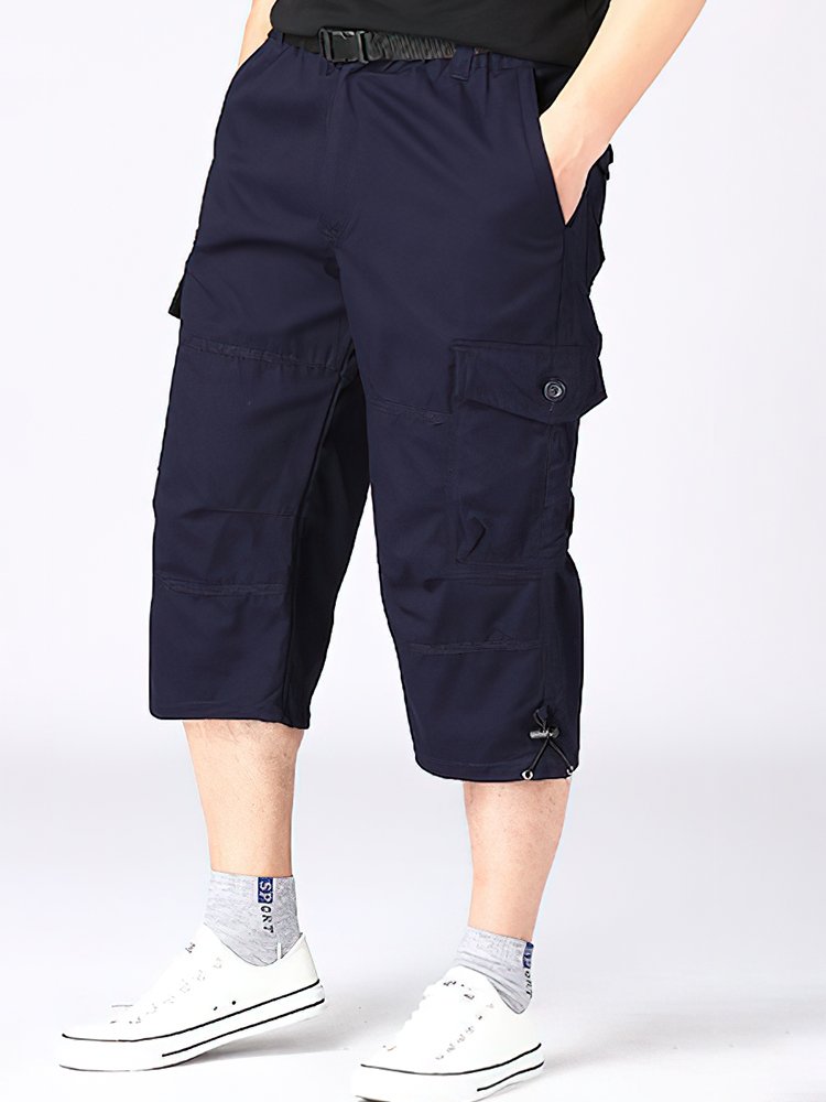 Pantalones rectos casuales sueltos y recortados para hombre