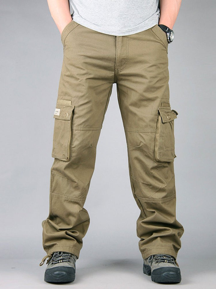 Pantalones cargo de algodón para hombre, holgados, con múltiples bolsillos, para uso informal, tallas grandes y altas, para senderismo