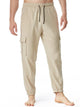Pantalones de yoga de lino y algodón para hombre, holgados, informales, ligeros, con cintura elástica