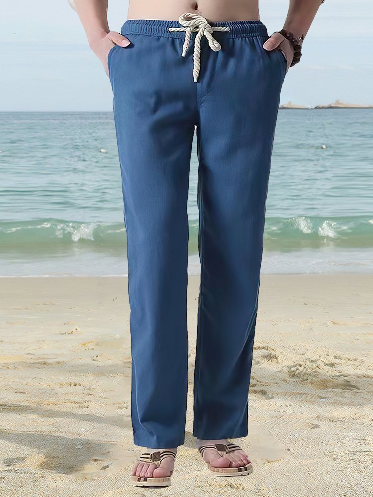 Pantalones casuales de color liso para hombre