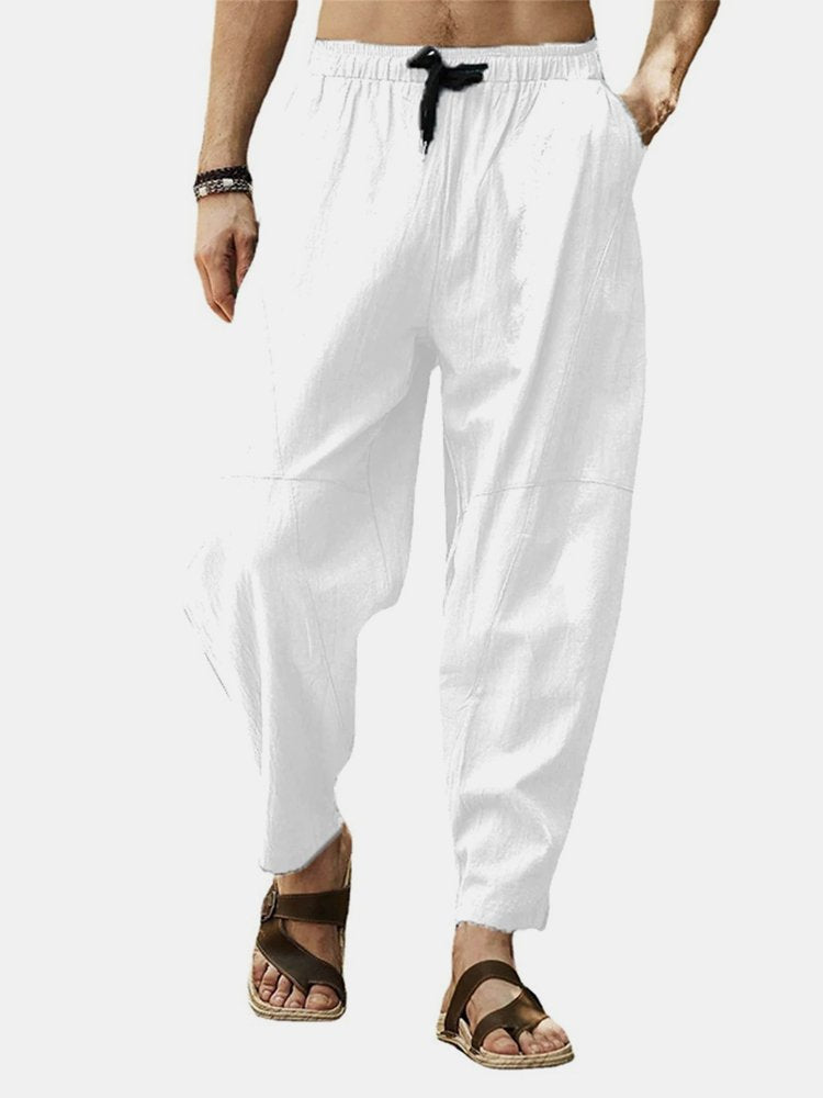 Alohadaddy Linen Pants Casual Basic Lounge Pants Men&