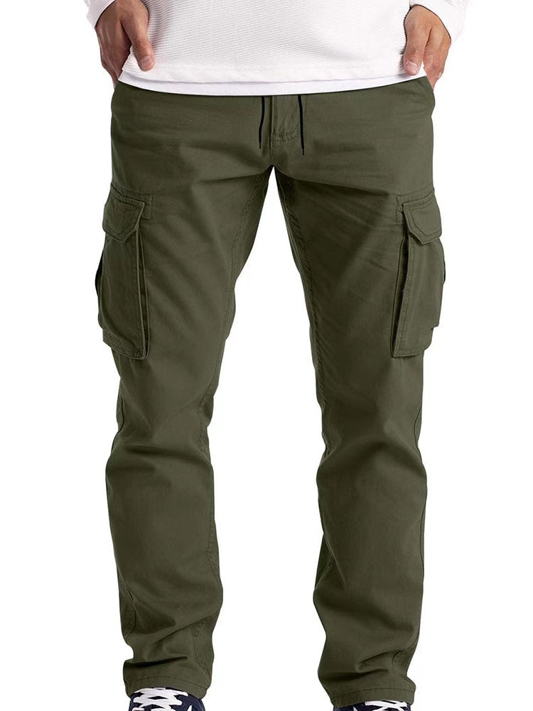 Pantalones cargo casuales de algodón para hombre, pantalones holgados de pierna recta