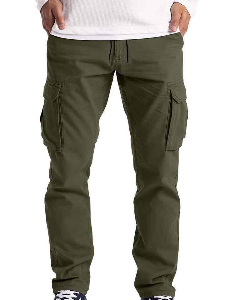 Pantalones cargo casuales de algodón para hombre, pantalones holgados de pierna recta