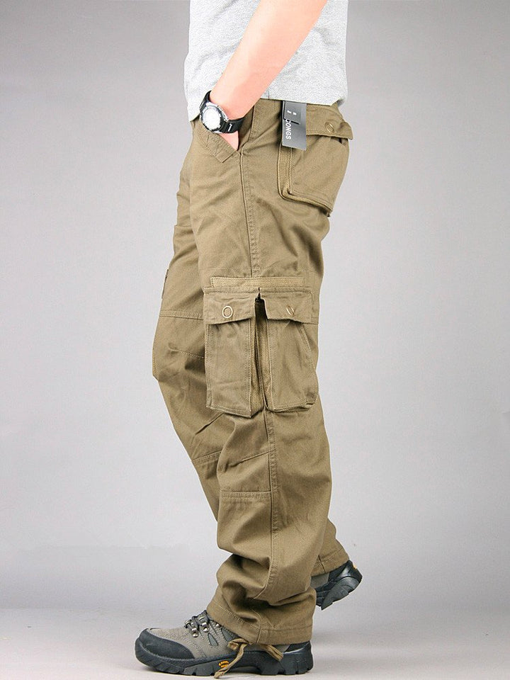 Pantalones cargo de algodón para hombre, holgados, con múltiples bolsillos, para uso informal, tallas grandes y altas, para senderismo