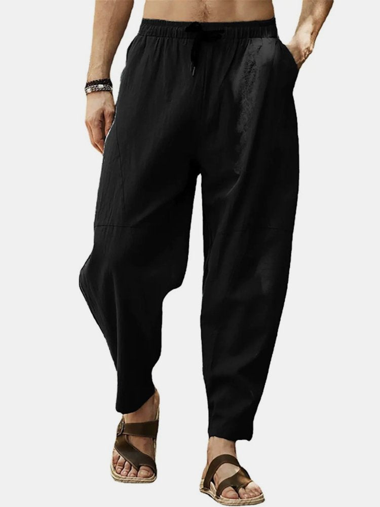 Alohadaddy Linen Pants Casual Basic Lounge Pants Men&