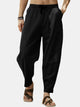 Alohadaddy Linen Pants Casual Basic Lounge Pants Men's Loose Drawstring Beach Bloom Pants
