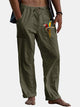 Alohadaddy Parrot Print Hawaiian Men's Breathable Loose Casual Solid Color Basic Plus Size Pants