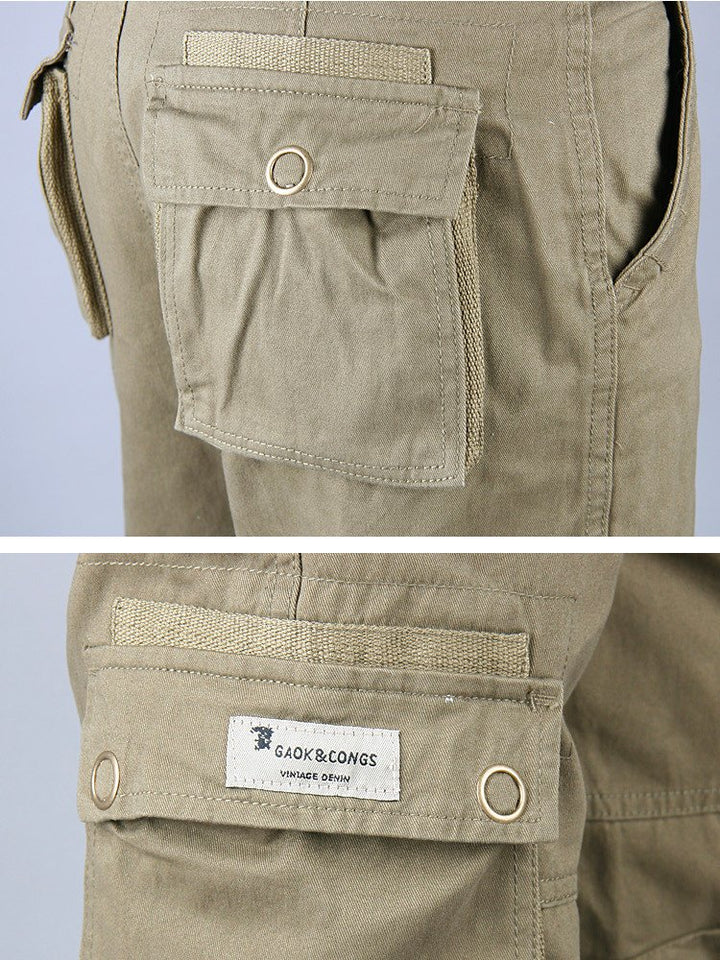 Pantalones cargo de algodón para hombre, holgados, con múltiples bolsillos, para uso informal, tallas grandes y altas, para senderismo