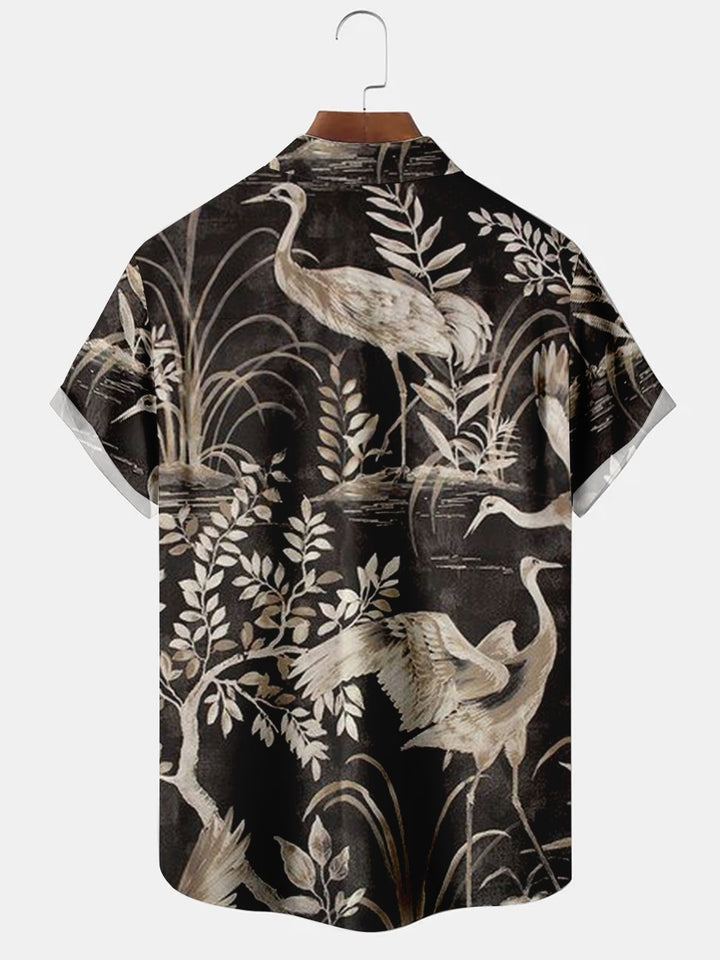 Alohadaddy Vintage Eastern Flamingo Printed Casual Plus Size Shirts