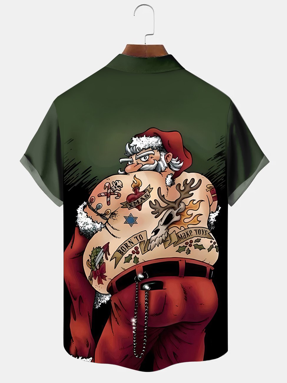 Alohadaddy Christmas Santa Claus Printed Casual Plus Size Shirts
