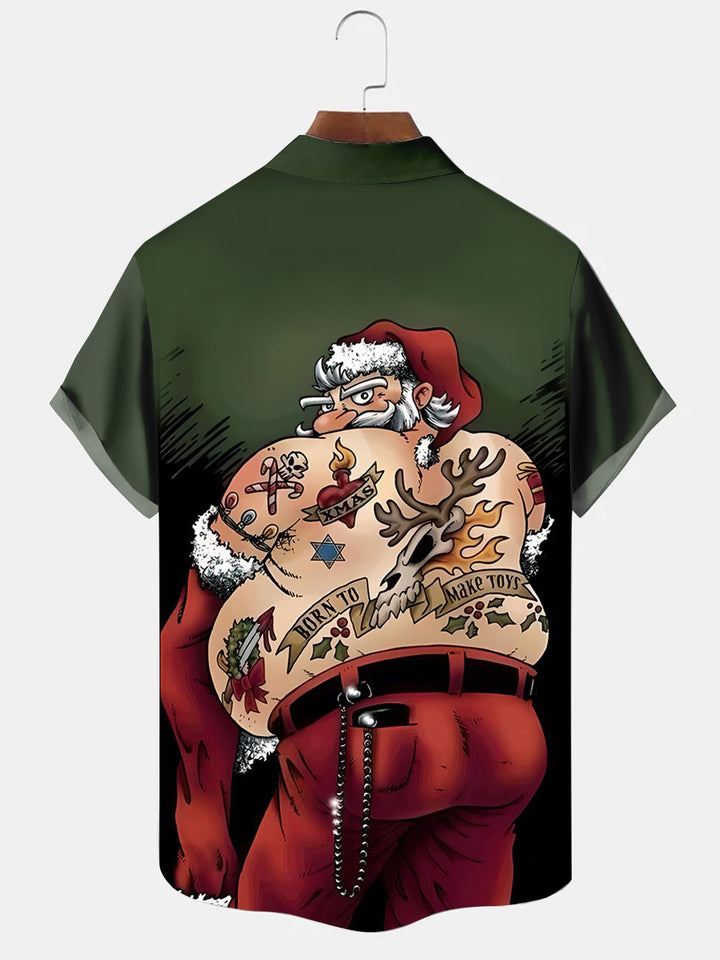 Alohadaddy Christmas Santa Claus Printed Casual Plus Size Shirts