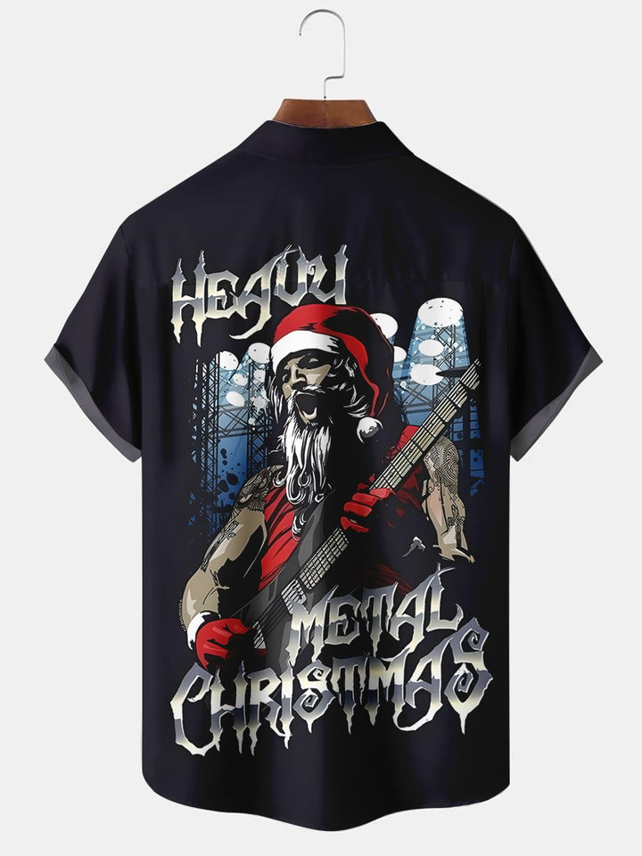 Camisas casuales de talla grande con estampado de banda de rock navideña de Alohadaddy