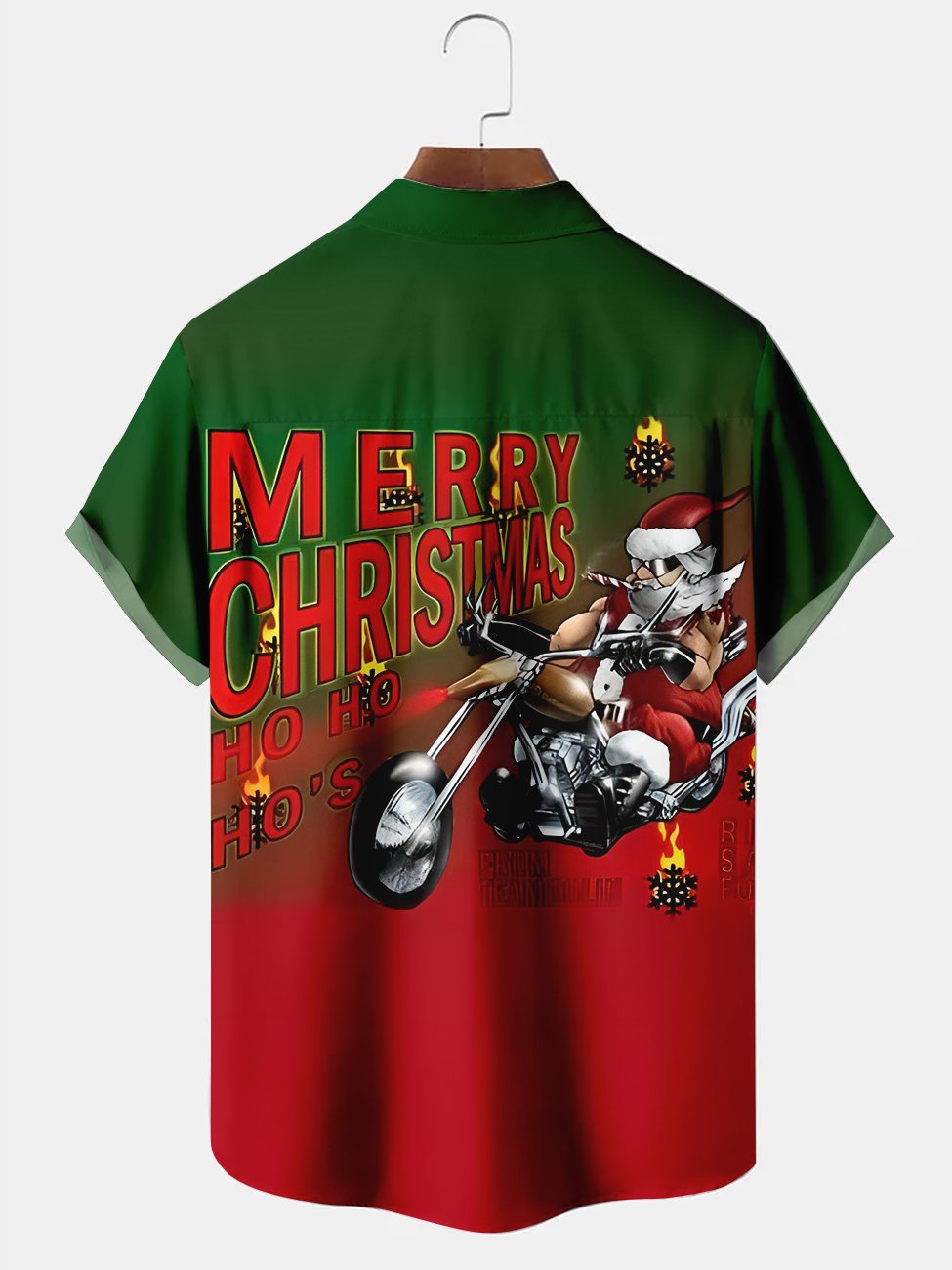 Alohadaddy Christmas Santa Claus Motorcycle Ombre Illustration Casual Plus Size Shirts