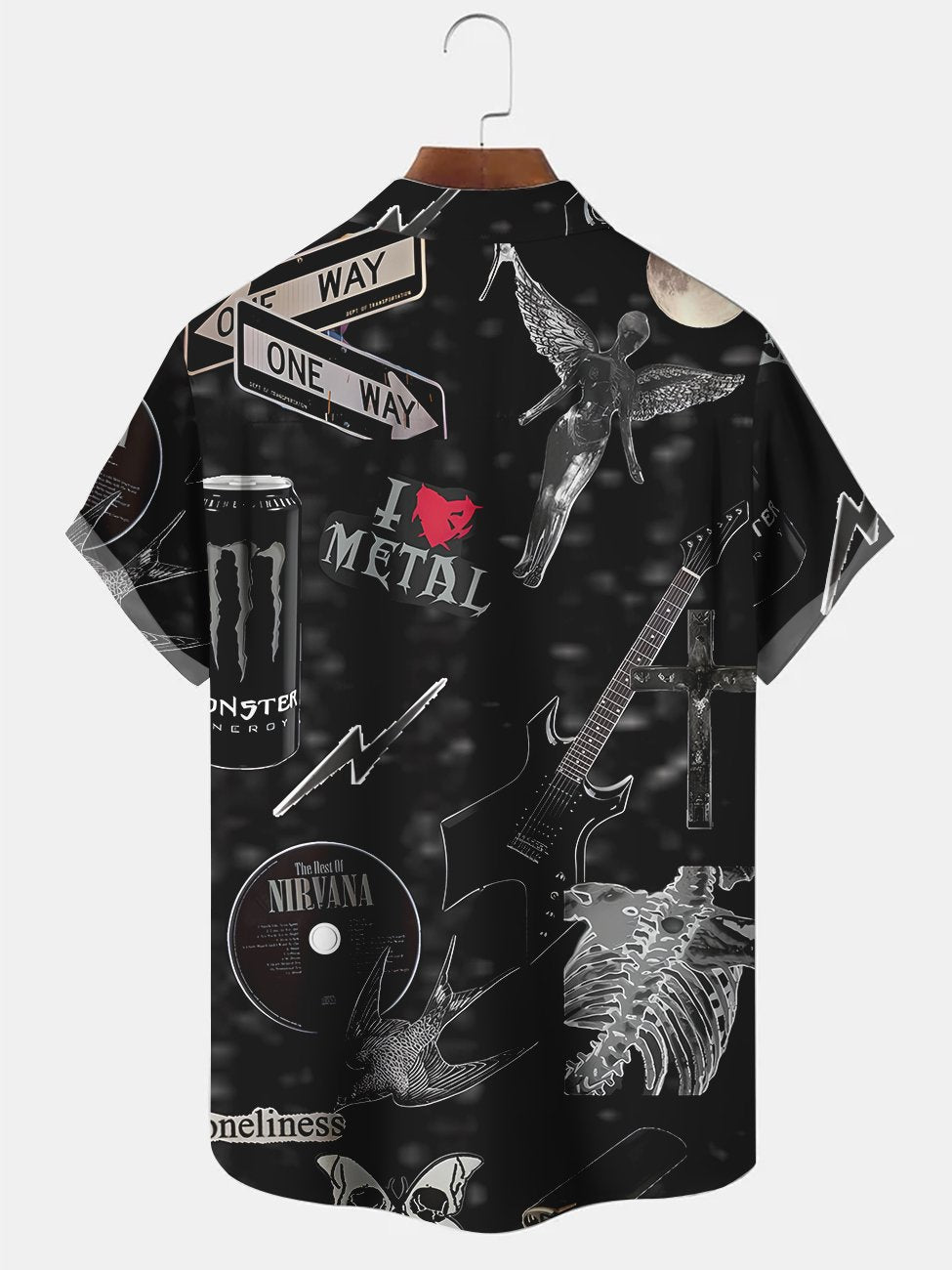 Alohadaddy Rock Music Instrument Printed Casual Plus Size Shirts