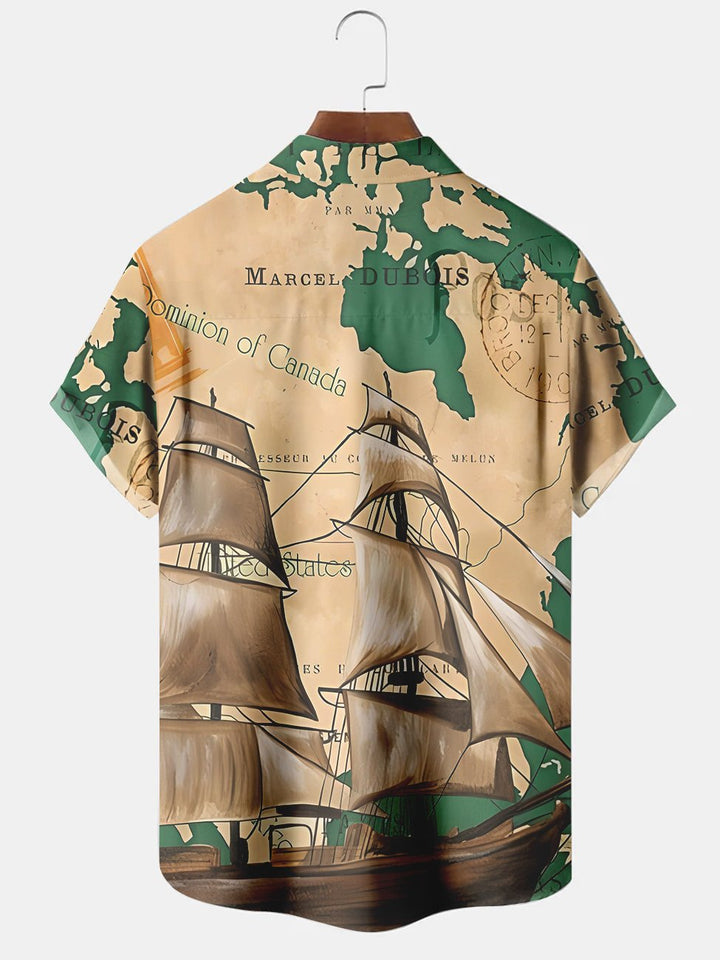 Alohadaddy Vintage Navigation Printed Casual Plus Size Shirts