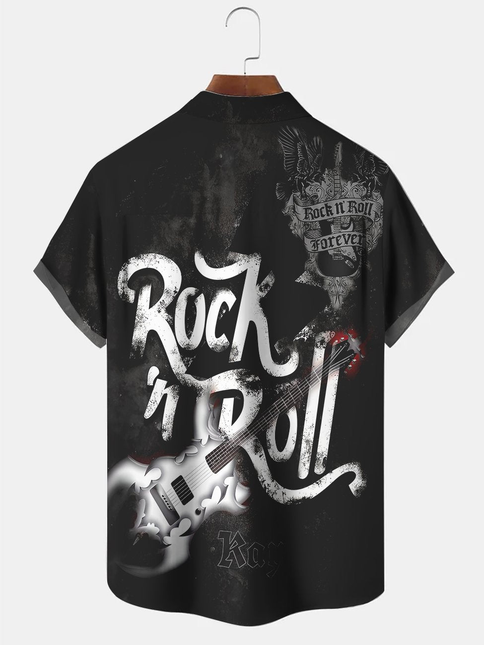 Alohadaddy Vintage Rock Music Instrument Printed Casual Plus Size Shirts