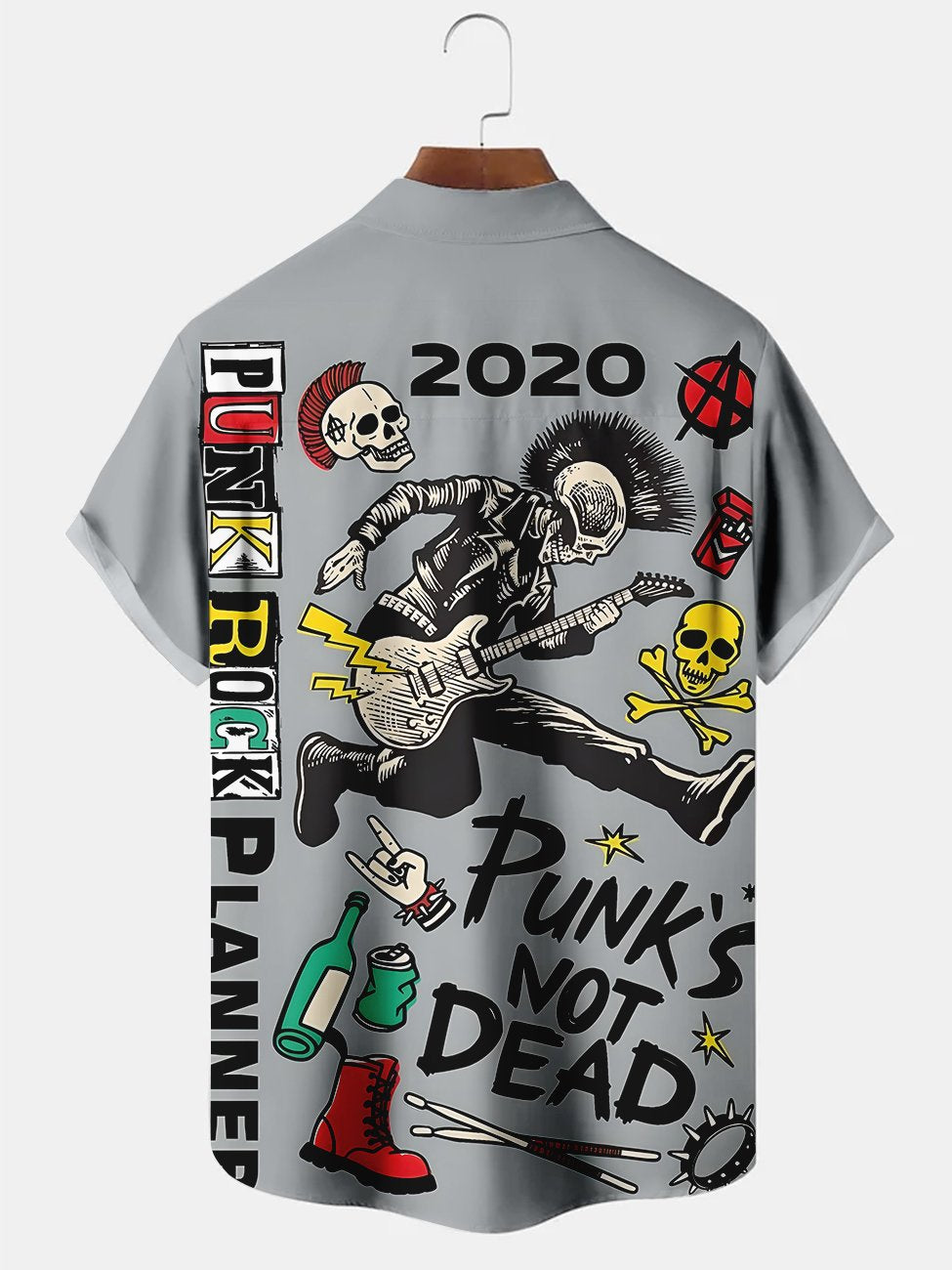 Alohadaddy Rock Skull Printed Casual Plus Size Shirts