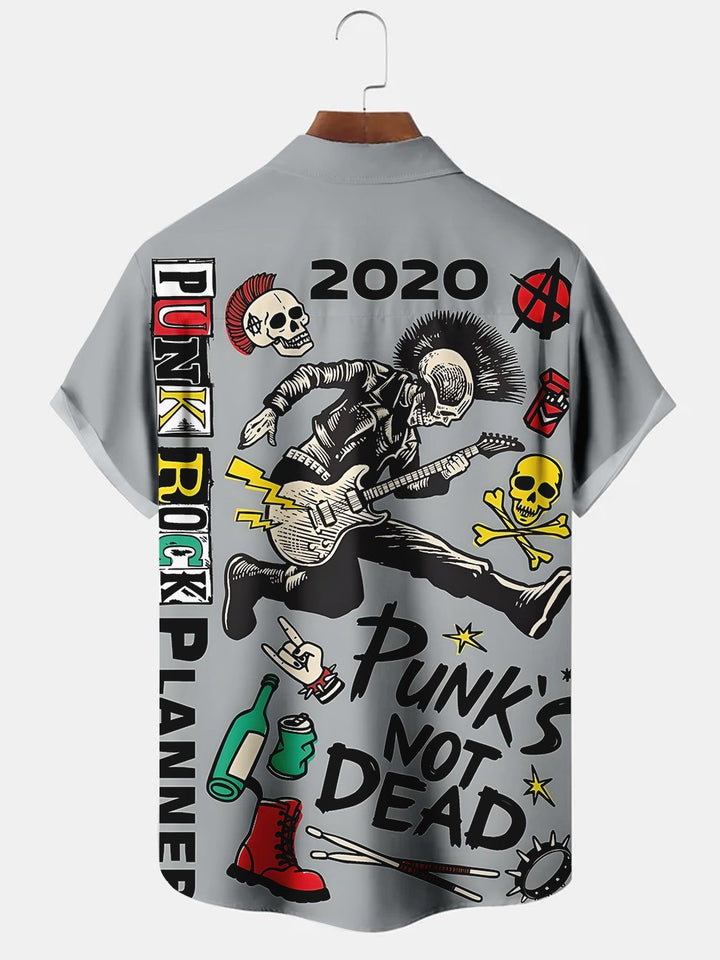 Alohadaddy Rock Skull Printed Casual Plus Size Shirts