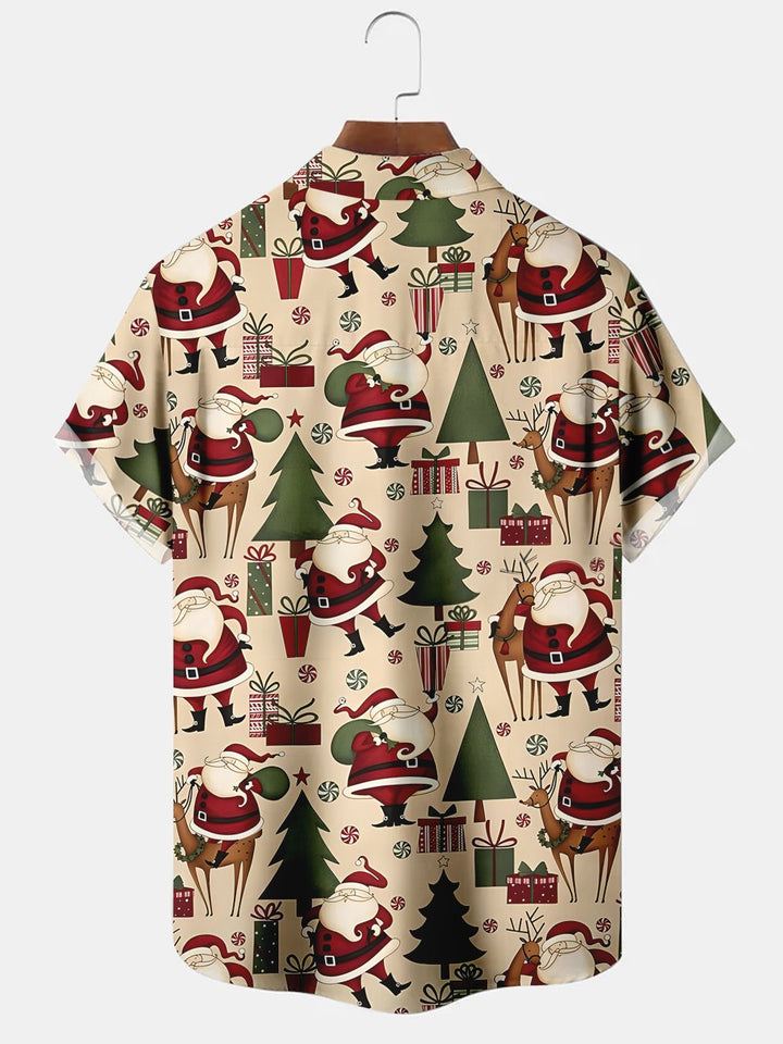 Alohadaddy Christmas Santa Claus Printed Casual Plus Size Shirts