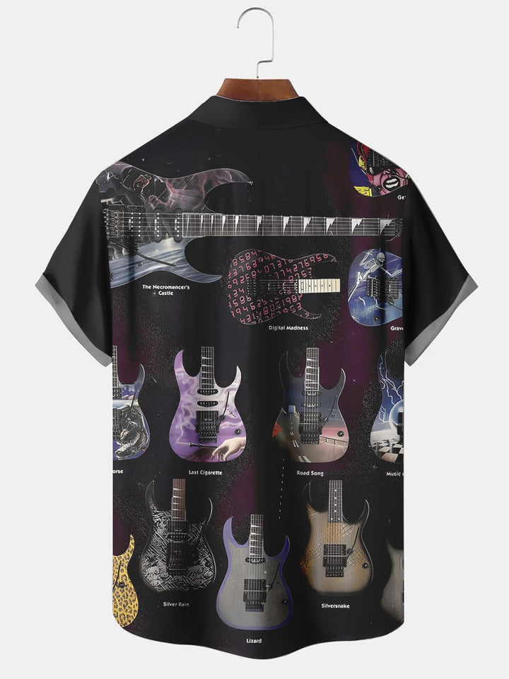 Alohadaddy Rock Guitar Printed Casual Plus Size Shirts