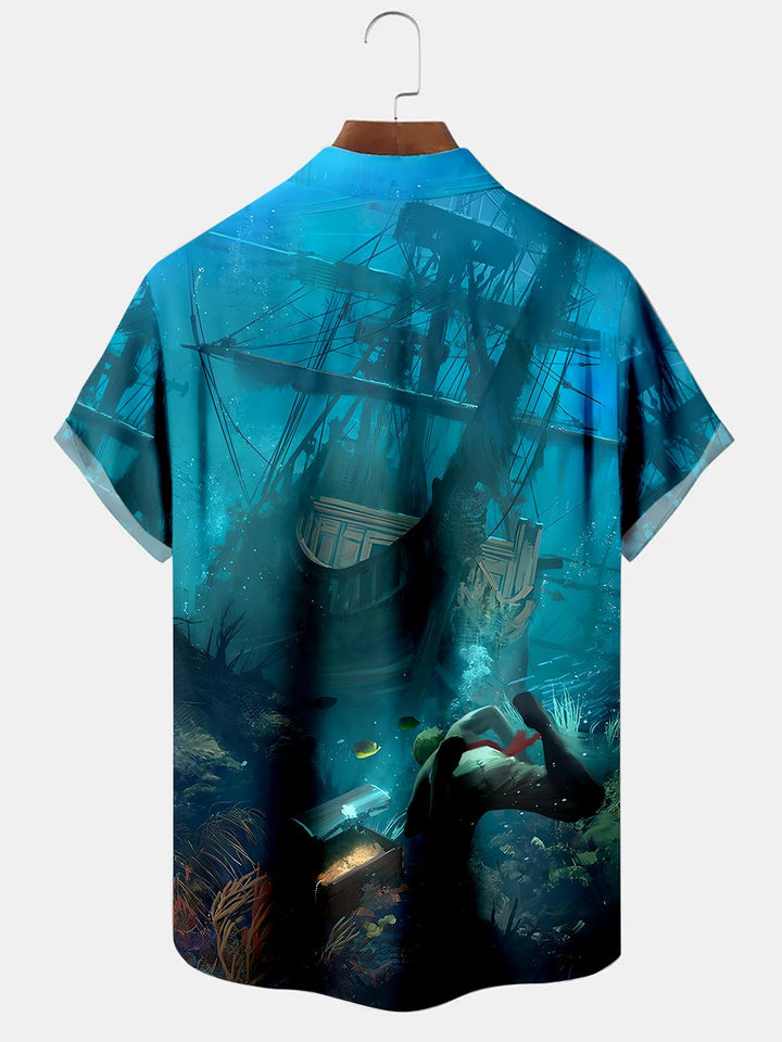Camisas casuales de talla grande con estampado de navegación de Alohadaddy