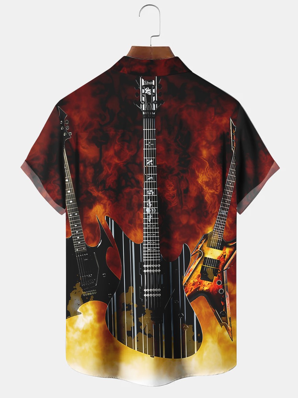 Alohadaddy Rock Music Instrument Printed Casual Plus Size Shirts