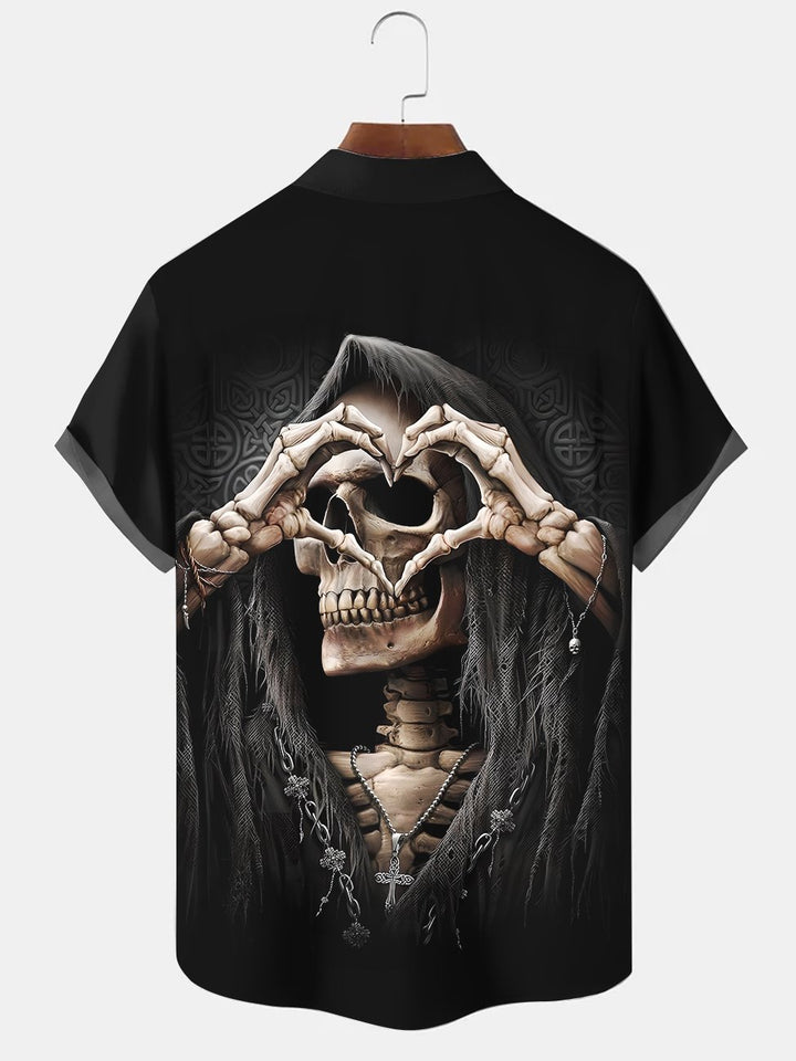 Camisas casuales de talla grande con estampado de calaveras de Alohadaddy