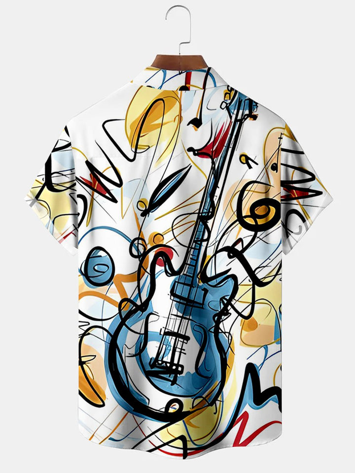 Camisetas informales de talla grande con estampado de pintura de guitarra e instrumento musical abstracto de Alohadaddy
